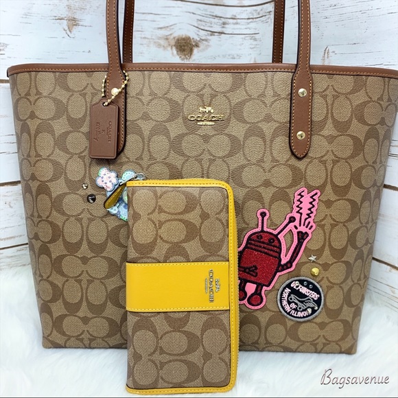 Coach Keith bag Haring tote zip wallet khaki set - Picture 4 of 8